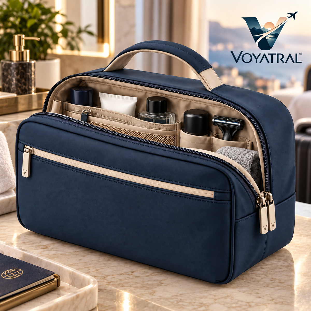 Voyatral™ Travel Toiletry Bag with Waterproof Storage Design