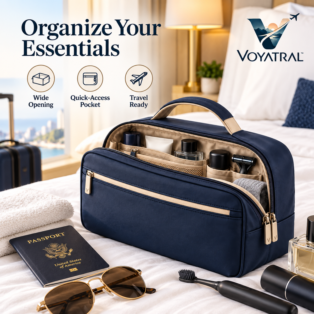 Voyatral™ Travel Toiletry Bag with Waterproof Storage Design