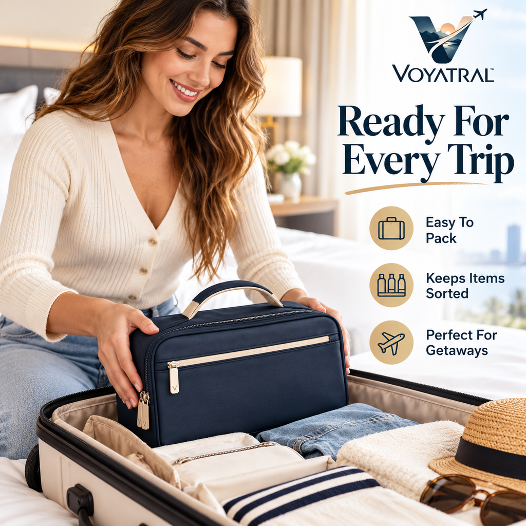 Voyatral™ Travel Toiletry Bag with Waterproof Storage Design