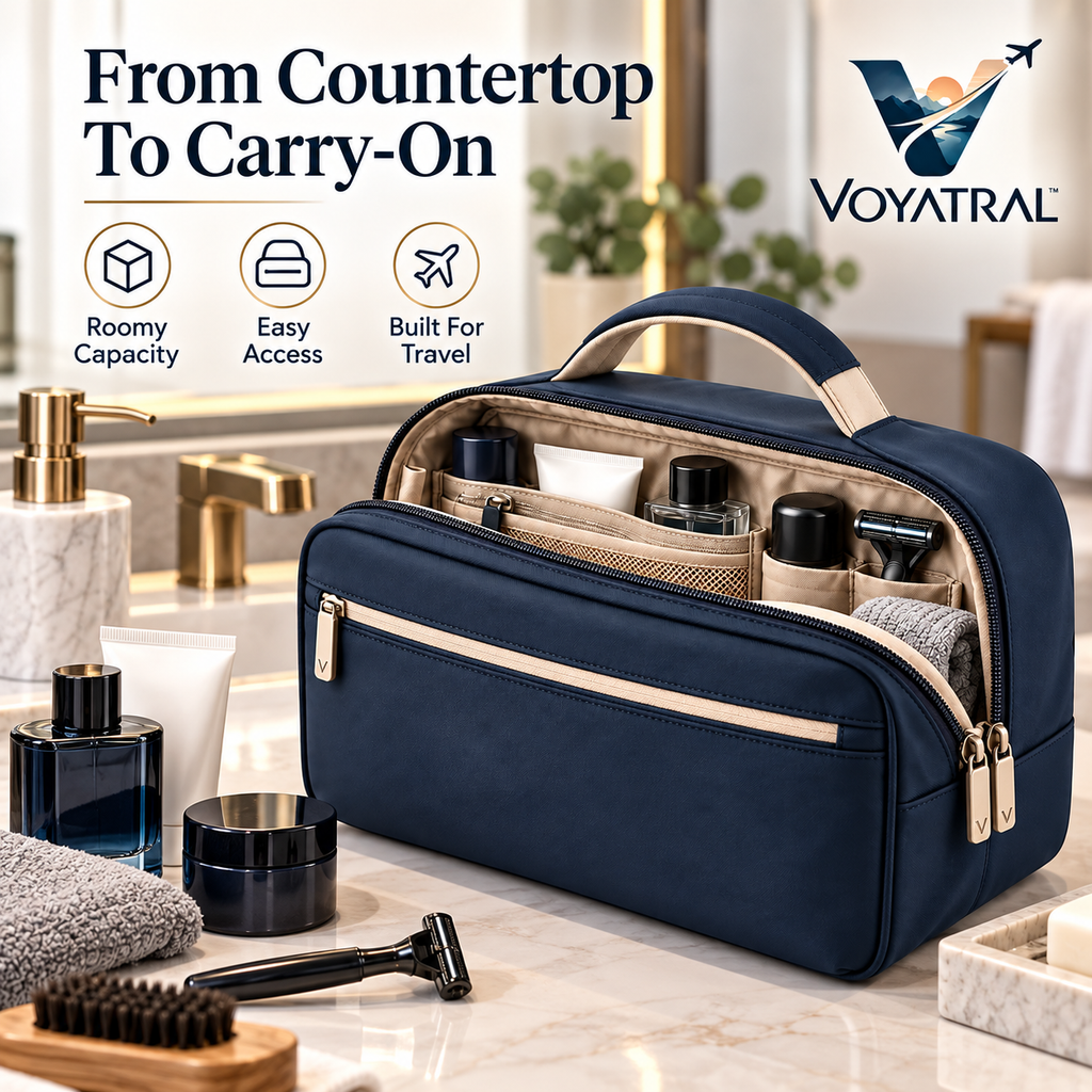 Voyatral™ Travel Toiletry Bag with Waterproof Storage Design