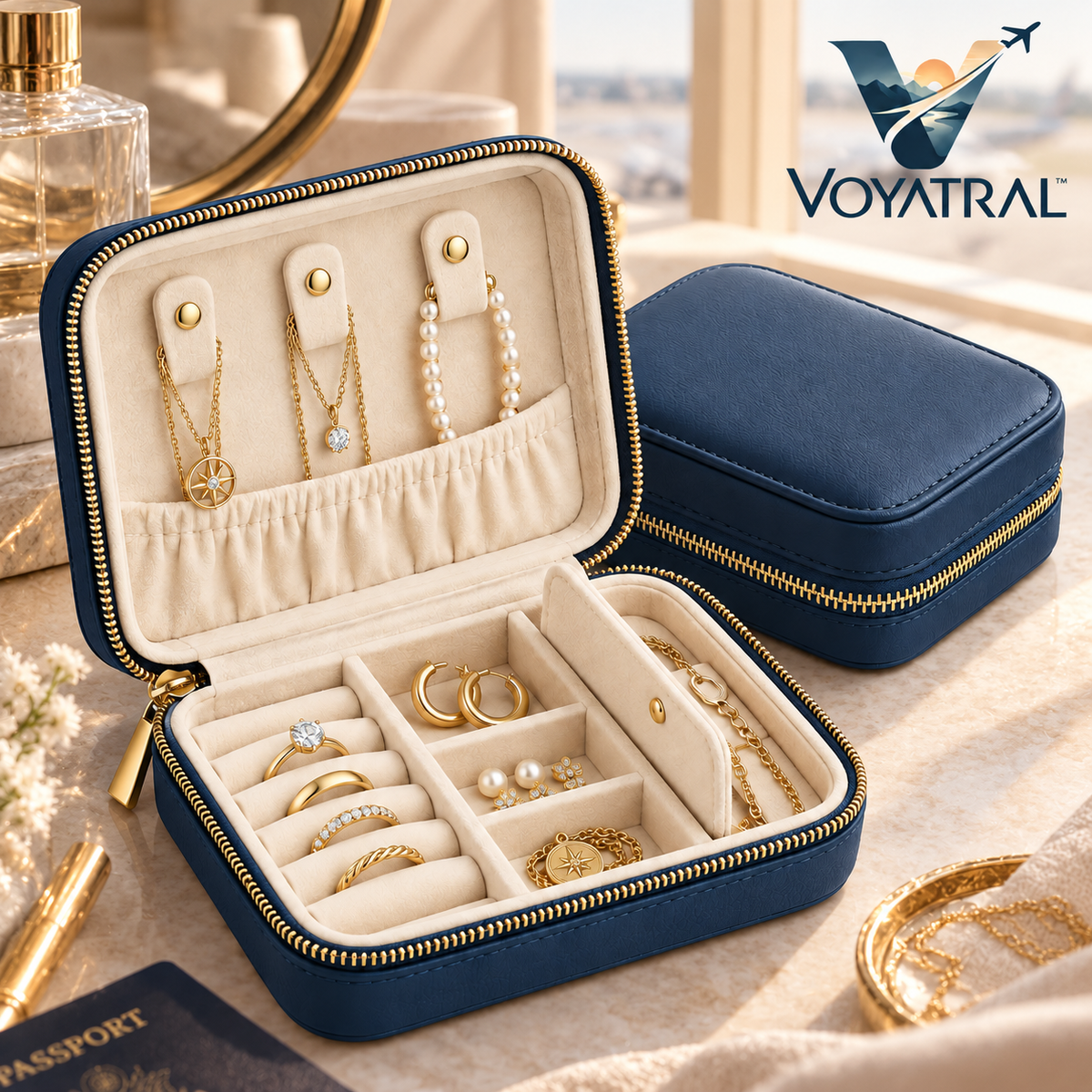 Voyatral™ Jewelry Travel Case for Portable Accessory Storage