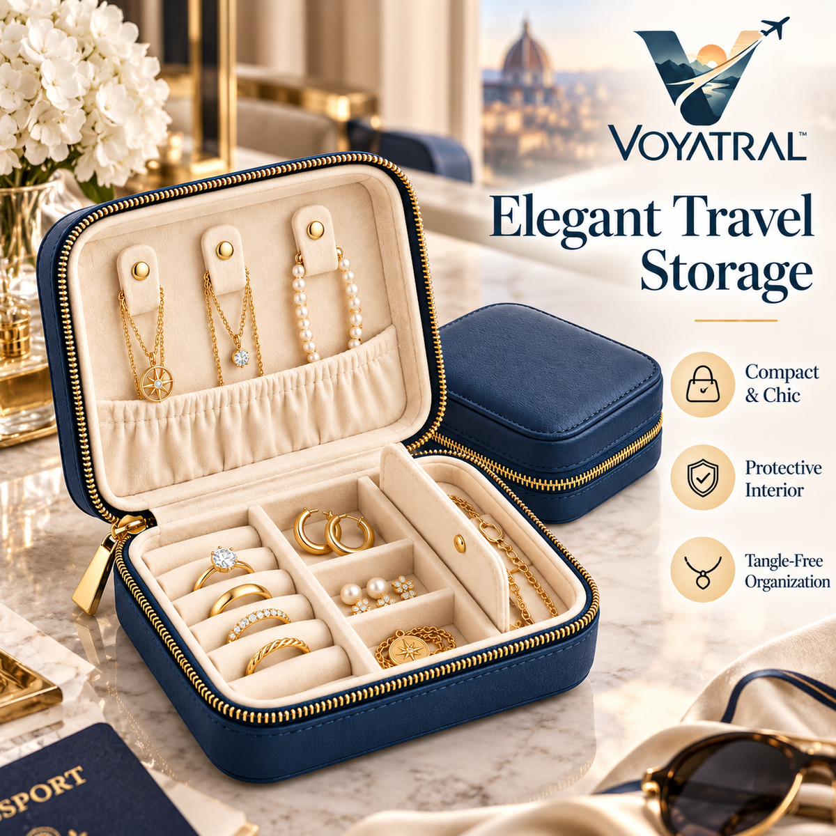 Voyatral™ Jewelry Travel Case for Portable Accessory Storage