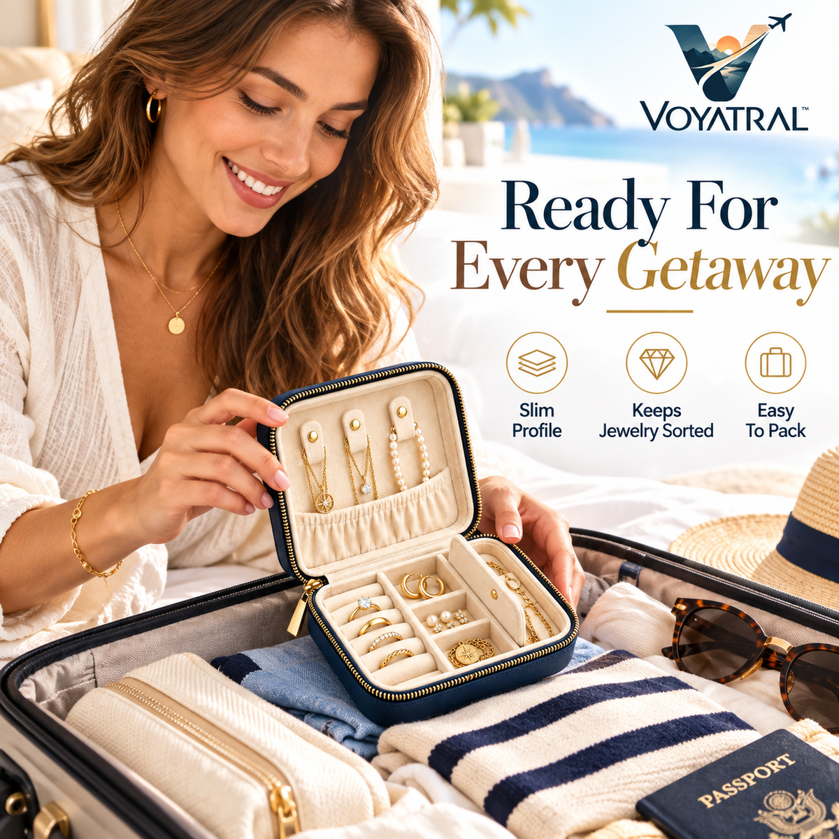 Voyatral™ Jewelry Travel Case for Portable Accessory Storage