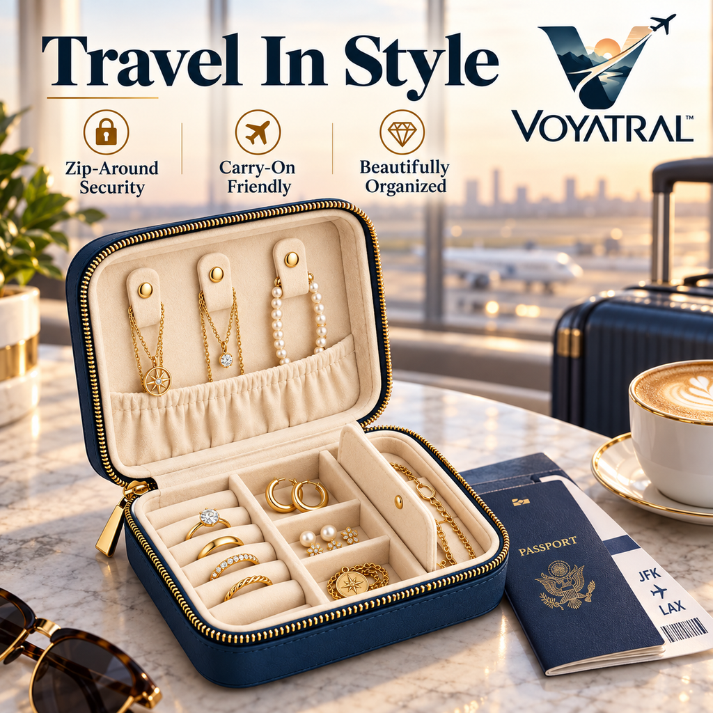 Voyatral™ Jewelry Travel Case for Portable Accessory Storage