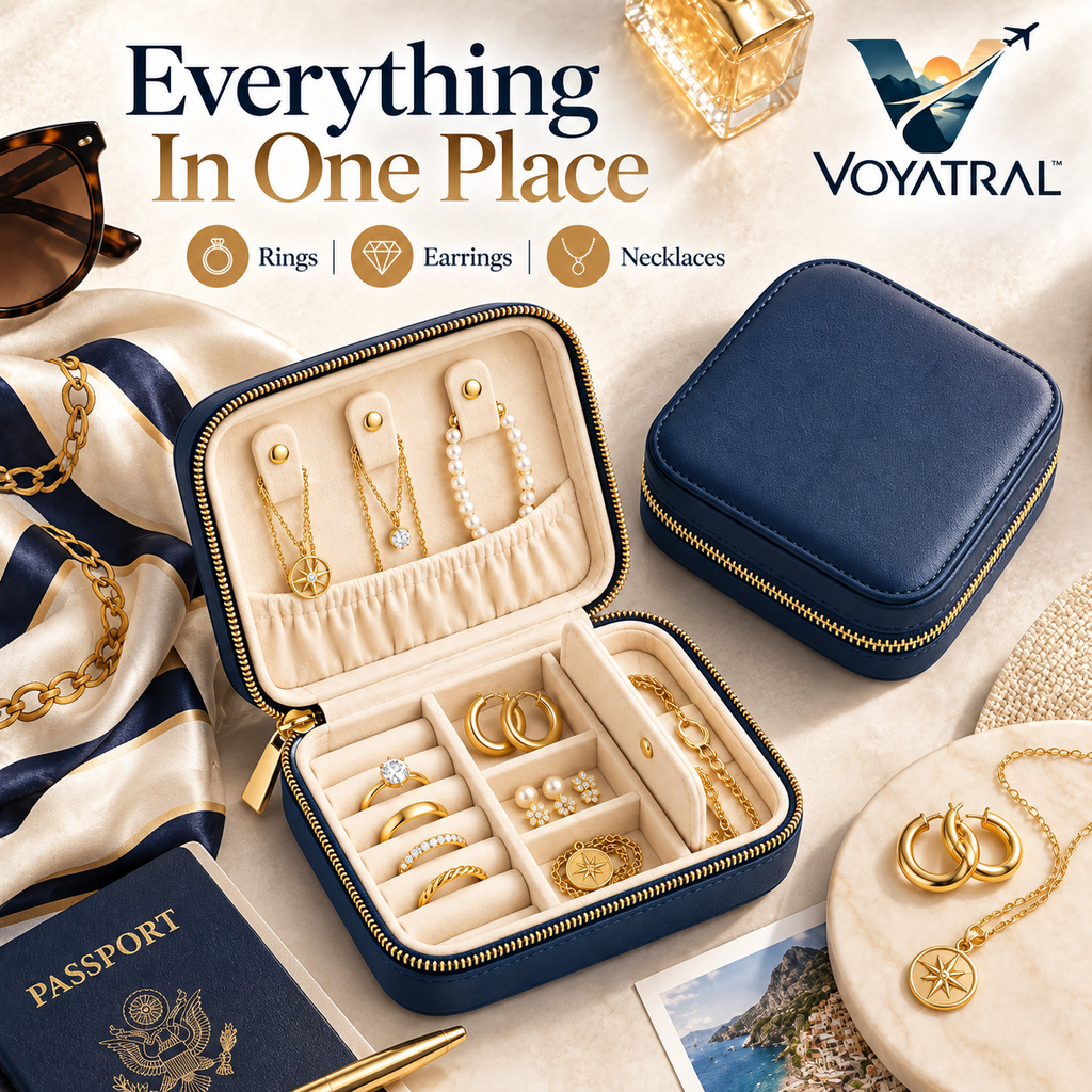 Voyatral™ Jewelry Travel Case for Portable Accessory Storage