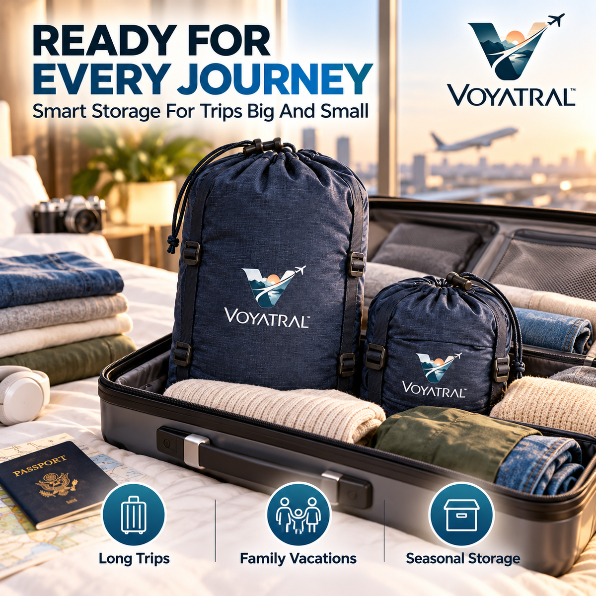 Voyatral™ Compression Packing Bags for Space Saving Travel Storage