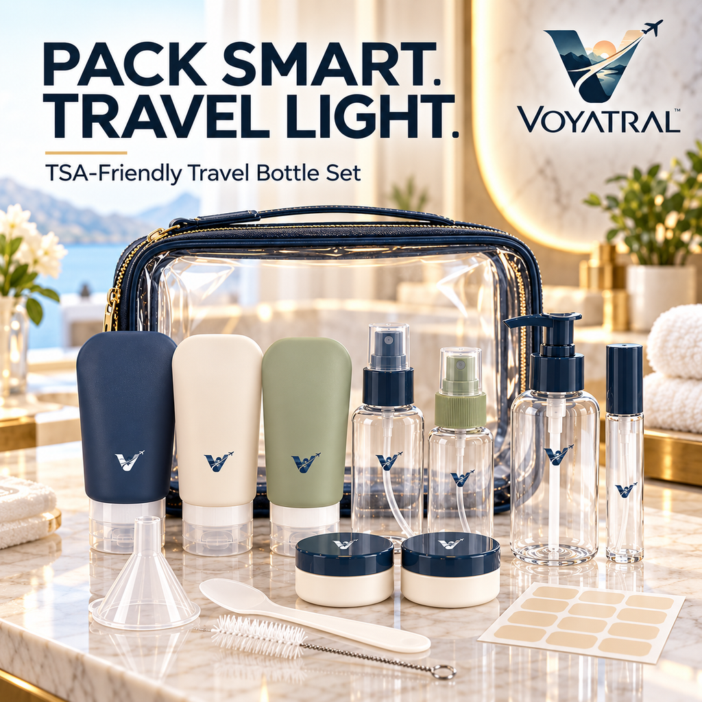 Voyatral™ Travel Bottle Set for Toiletries and Personal Care