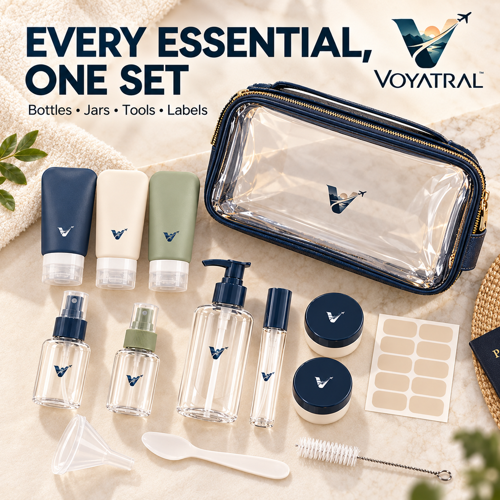 Voyatral™ Travel Bottle Set for Toiletries and Personal Care