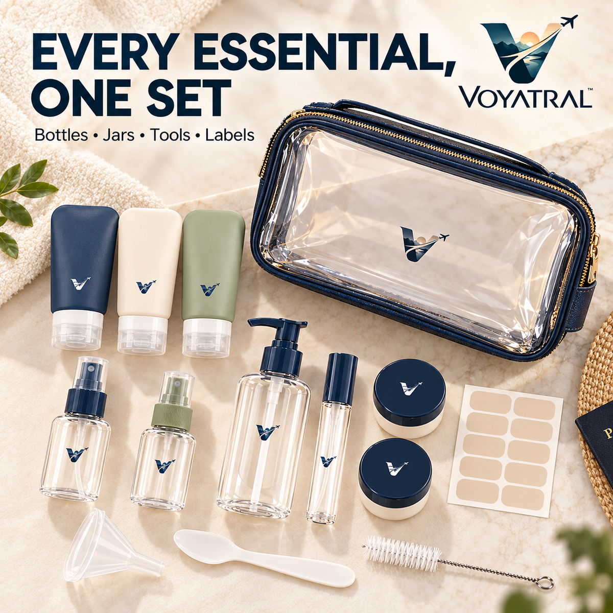 Voyatral™ Travel Bottle Set for Toiletries and Personal Care