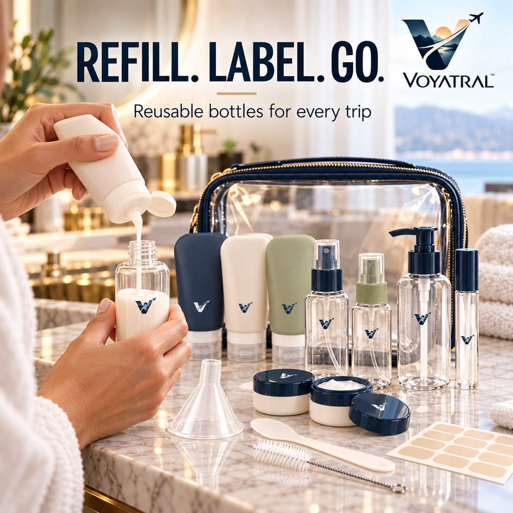 Voyatral™ Travel Bottle Set for Toiletries and Personal Care