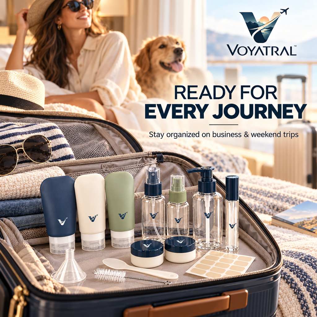 Voyatral™ Travel Bottle Set for Toiletries and Personal Care